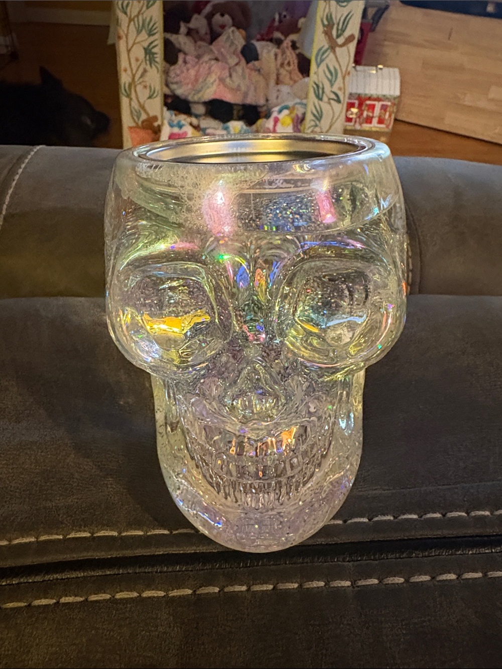 Bath & Body Works Water Globe Skull Glitter Candle Holder